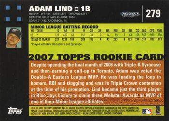 2007 Topps #279 Adam Lind Back