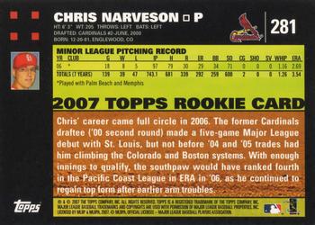 2007 Topps #281 Chris Narveson Back