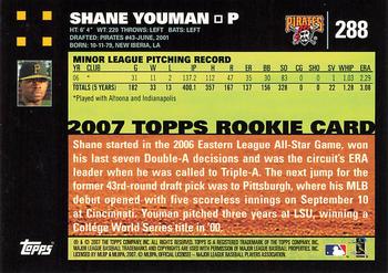 2007 Topps #288 Shane Youman Back