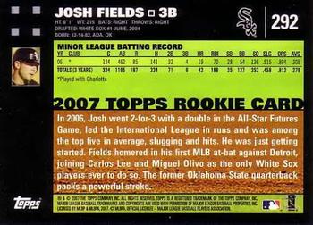 2007 Topps #292 Josh Fields Back