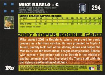 2007 Topps #294 Mike Rabelo Back