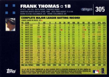 2007 Topps #305 Frank Thomas Back