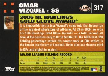 2007 Topps #317 Omar Vizquel Back