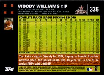 2007 Topps #336 Woody Williams Back