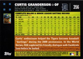 2007 Topps #356 Curtis Granderson Back