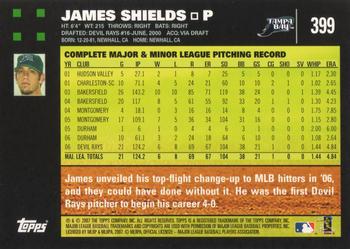 2007 Topps #399 James Shields Back