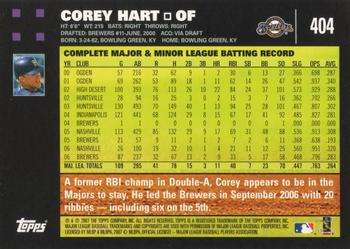 2007 Topps #404 Corey Hart Back