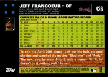 2007 Topps #426 Jeff Francoeur Back