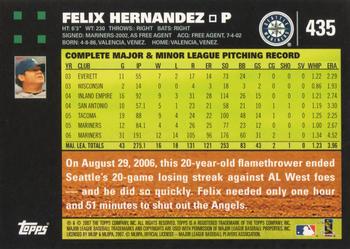 2007 Topps #435 Felix Hernandez Back