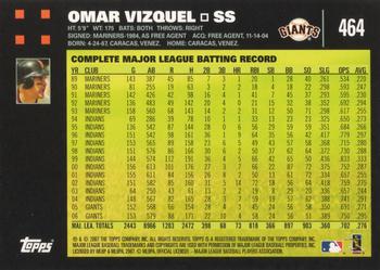 2007 Topps #464 Omar Vizquel Back