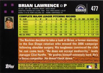 2007 Topps #477 Brian Lawrence Back