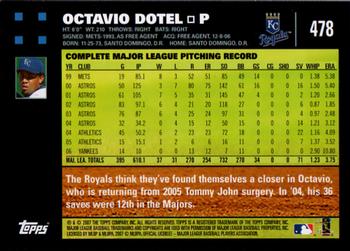 2007 Topps #478 Octavio Dotel Back