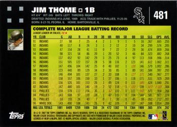 2007 Topps #481 Jim Thome Back