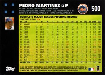 2007 Topps #500 Pedro Martinez Back