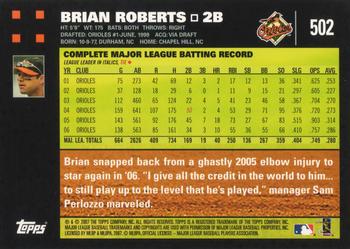 2007 Topps #502 Brian Roberts Back