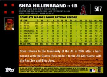 2007 Topps #507 Shea Hillenbrand Back