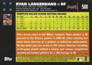 2007 Topps #508 Ryan Langerhans Back