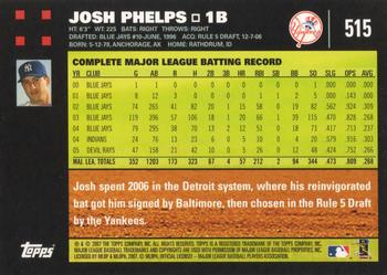 2007 Topps #515 Josh Phelps Back