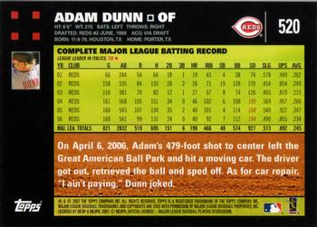 2007 Topps #520 Adam Dunn Back
