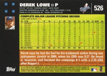 2007 Topps #526 Derek Lowe Back
