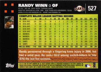 2007 Topps #527 Randy Winn Back