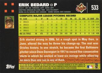 2007 Topps #533 Erik Bedard Back