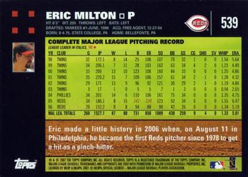2007 Topps #539 Eric Milton Back