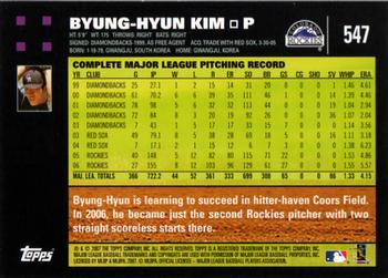 2007 Topps #547 Byung-Hyun Kim Back