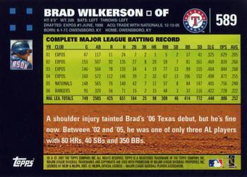 2007 Topps #589 Brad Wilkerson Back
