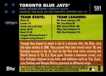 2007 Topps #591 Toronto Blue Jays Back