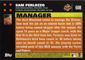 2007 Topps #608 Sam Perlozzo Back