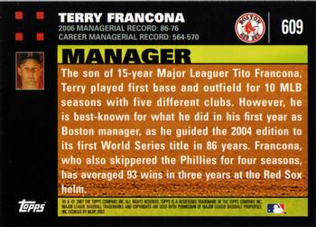 2007 Topps #609 Terry Francona Back