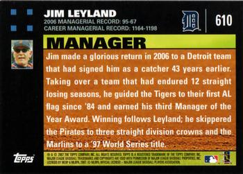 2007 Topps #610 Jim Leyland Back