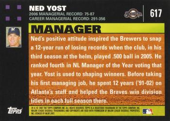 2007 Topps #617 Ned Yost Back