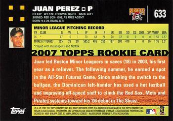 2007 Topps #633 Juan Perez Back