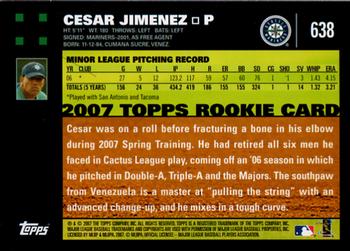 2007 Topps #638 Cesar Jimenez Back