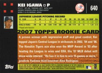 2007 Topps #640 Kei Igawa Back