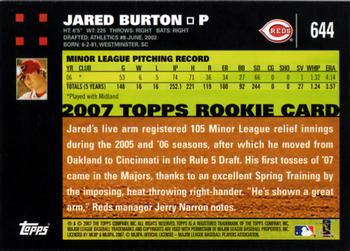 2007 Topps #644 Jared Burton Back