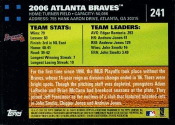 2007 Topps #241 Atlanta Braves Back