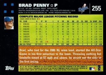 2007 Topps #255 Brad Penny Back