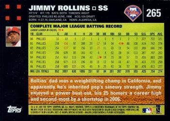 2007 Topps #265 Jimmy Rollins Back