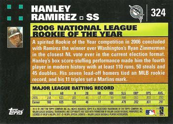 2007 Topps #324 Hanley Ramirez Back