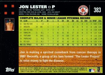 2007 Topps #383 Jon Lester Back