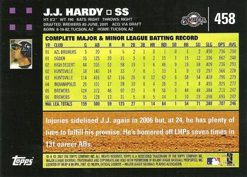 2007 Topps #458 J.J. Hardy Back
