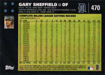 2007 Topps #470 Gary Sheffield Back