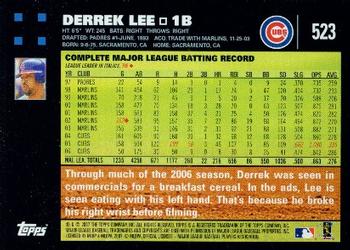 2007 Topps #523 Derrek Lee Back