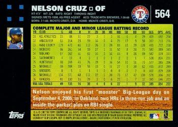 2007 Topps #564 Nelson Cruz Back
