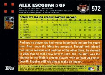 2007 Topps #572 Alex Escobar Back