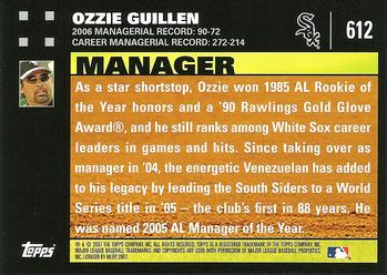 2007 Topps #612 Ozzie Guillen Back