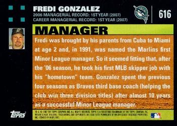 2007 Topps #616 Fredi Gonzalez Back